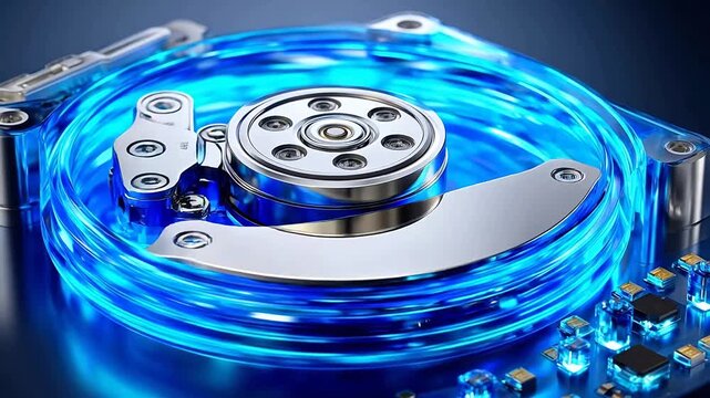 Hard drive internal mechanism with blue light