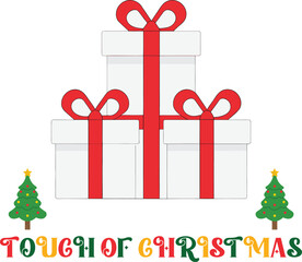 Stack Christmas gift boxes with red ribbons trees Keywords: christmas, gift, present, box