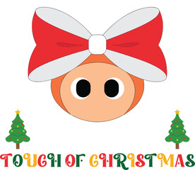 Cartoon Face With Red Bow Christmas Trees Keywords: face, cartoon, character, head