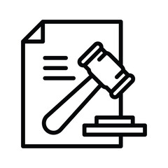 Justice System Contract Law Icon with Gavel outline icon vector design good for web or mobile app