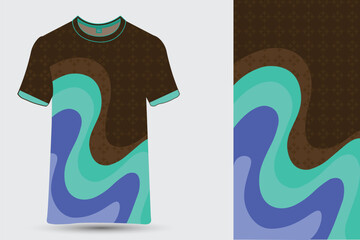 Abstract Wavy T-Shirt Design with Fluid Shapes and Textured Brown