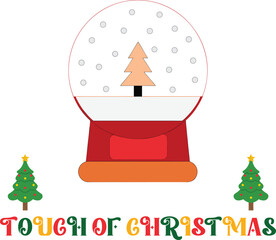 Christmas Snow Globe with Tree Inside Festive Elements holiday winter