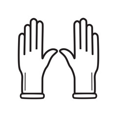 Obraz premium Hand Safety Protective Gloves Vector Art Icon Cleanliness Symbol Medical Healthcare Latex White Surgical Drawing