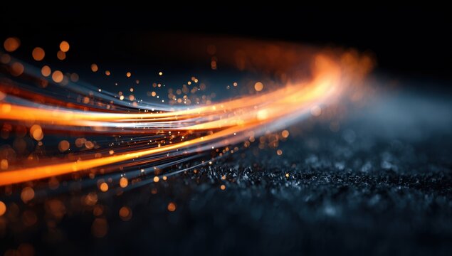 Optical communication and technology background with bokeh.