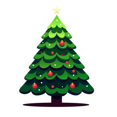 Christmas tree. Decorative Christmas tree. Christmas pine tree. Green Christmas tree. Xmas decorations vector illustration. Xmas tree vector. Christmas tree on white background