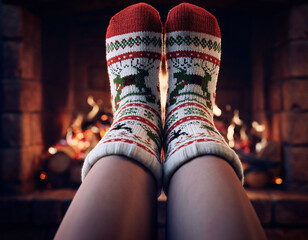 woman legs in red socks