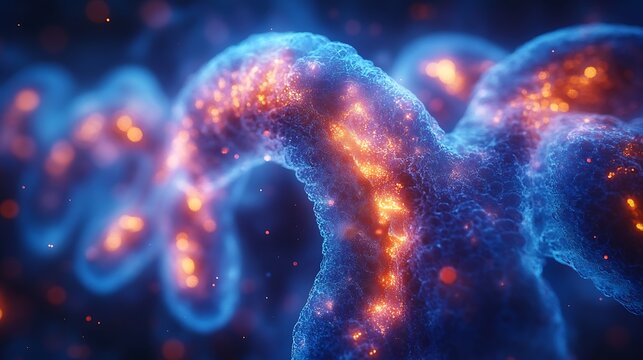 3D rendered DNA strand glowing science illustration. - Powered by Adobe