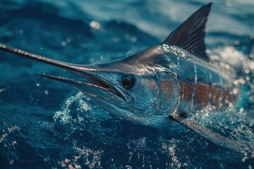 Fototapeta premium A swordfish in the water.