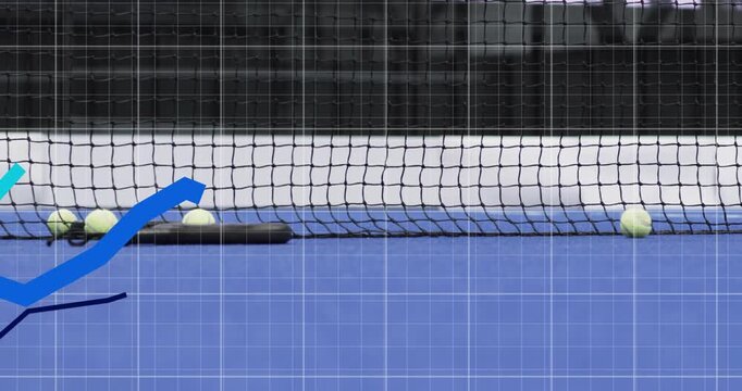 Triggered by dark blue line emerging left, three lines are rising across court for match stats