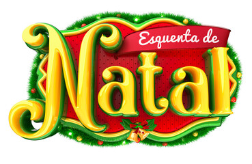 ESQUENTA DE NATAL SELO 3D AMARELO COM GUIRLANDA TEXTO 3D
