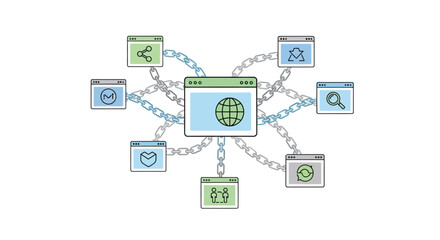 Illustrative representation of interconnected websites through backlink chains