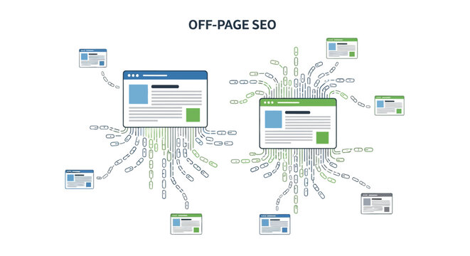 Interconnected web pages forming link building networks for digital marketing strategy