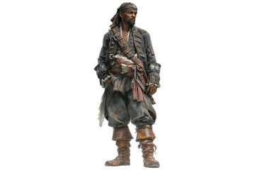 Fototapeta premium Pirate-themed attire on caucasian male adventurer with bearded look