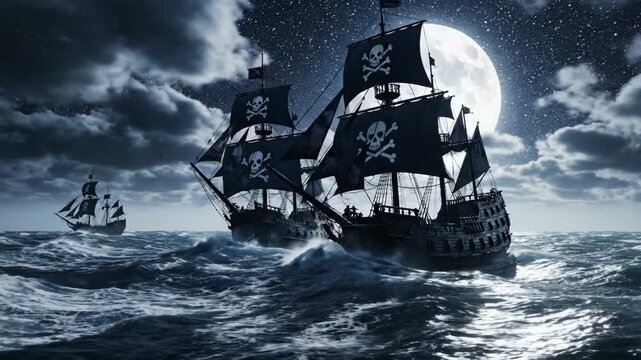 Pirate Fleet Under Moonlight: Cinematic Seascape Adventure