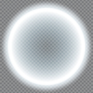 Glowing white light aura with transparent background.
