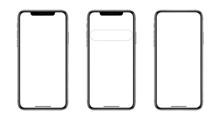 Three modern smartphones displayed in a row mobile phone