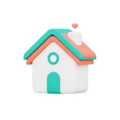 Dreaming of owning a home cute modern style house with heart on chimney icon isolated on transparent background png