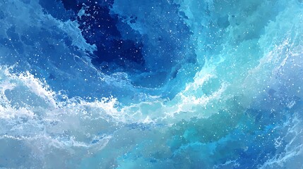 Abstract swirling ocean water with white foam and deep blue hues