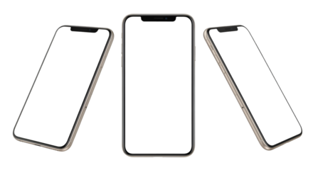 Three Smartphones with Blank Screens on Black mobile phone