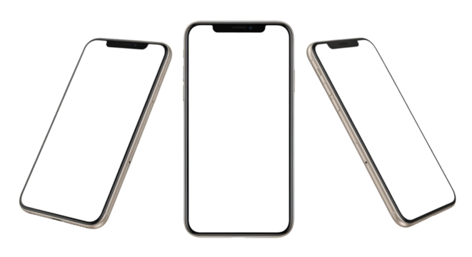 Three Smartphones with Blank Screens on Black mobile phone - Powered by Adobe