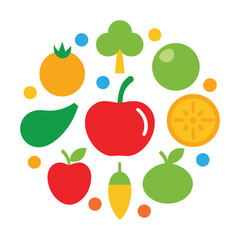 Fruit vector icon set illustration including apple, pear, orange, strawberry, banana, cherry, lemon, plum, watermelon, pineapple, peach, and grape