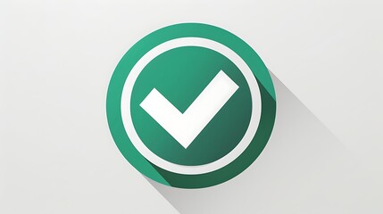 Modern green checkmark in a circle with a long shadow, indicating successful completion or approval
