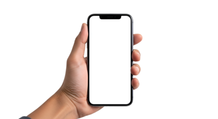 Hand Holding Smartphone with White Screen graphic