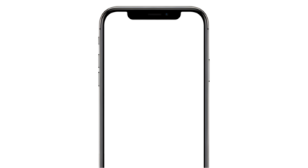Top section of a modern smartphone with dark screen on black background