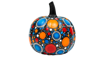 Hand- Painted Pumpkin With Colorful Dot Pattern fall