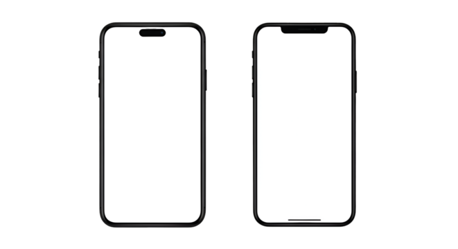 Two modern smartphones side by side on black mobile phone