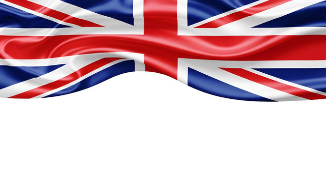 Waving Union Jack Flag Against Black Background united kingdom - Powered by Adobe