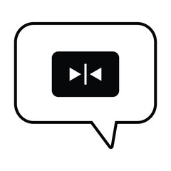 Random Play Icon Vector — Black-and-White Media Shuffle Button in Chat Bubble Illustration