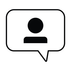 User Feedback Icon Vector — Black-and-White Person Silhouette in Chat Bubble Illustration