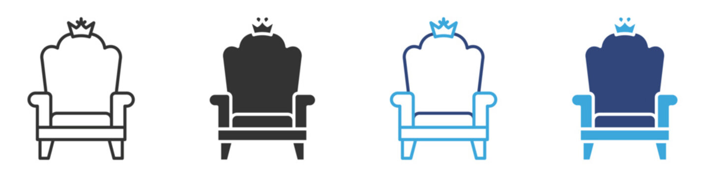 King Throne icon set. Royal chair icon , vector illustration . 