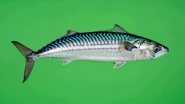 Mackerel swims gracefully through the water, showcasing its vibrant stripes and agile movements