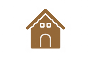 Gingerbread house representing winter holidays and christmas sweets, a festive season home baking icon with transparent background
