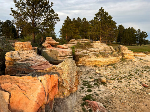 Rocks on the beach at Keyhole Lake in Wyoming