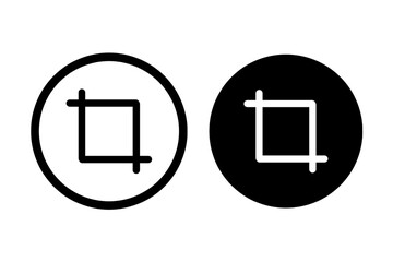 Crop Tool Icon Vector – Image Editing Symbol in Circle Outline and Solid Style