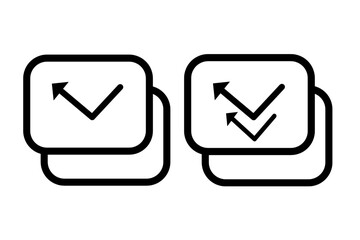Double Check Mark Icon Outline – Minimal Verified Symbol and Approval Tick Vector Design