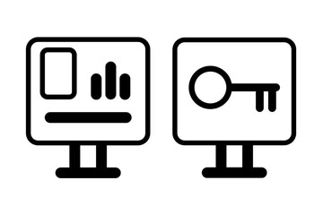 Dashboard and Security Key Icon Vector – Data Analytics and Access Control Symbol Design