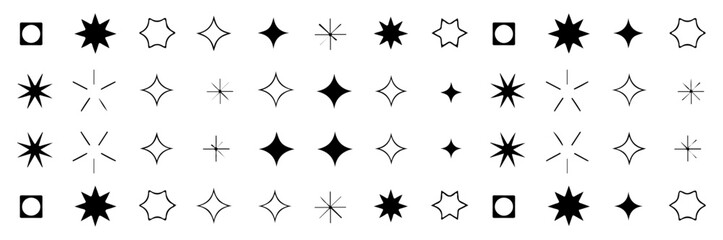 sparkle star icons set collection