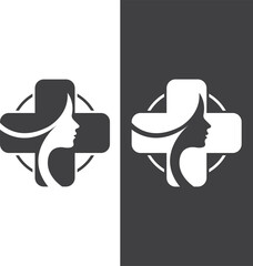 Cross Beauty Woman Logo Template Medical Care Vector Design