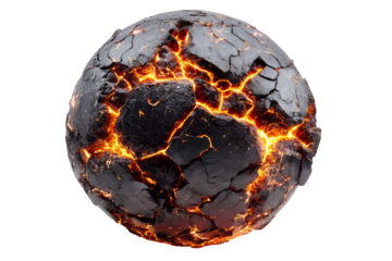 Erupting lava sphere: fiery cracks and molten rock structure