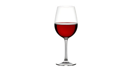 Elegant stemmed glass filled with deep red beverage centered against a solid black background