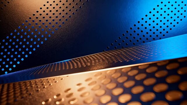 Metal Surface with Holes and Blue Light