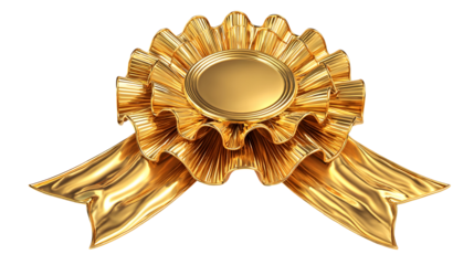 Golden award ribbon with shiny metallic finish and elegant design