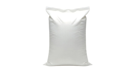 Large plain white woven sack stands upright against a deep black background
