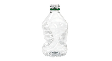 Clear plastic beverage container shows signs of being squeezed and compressed against a dark background