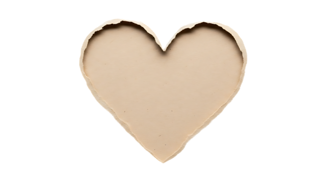Rough paper cutout in the shape of a heart reveals a lighter background against intense black
