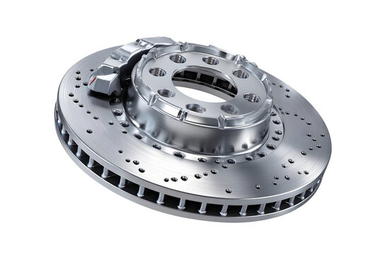 Shiny ventilated brake disc and caliper for automotive performance